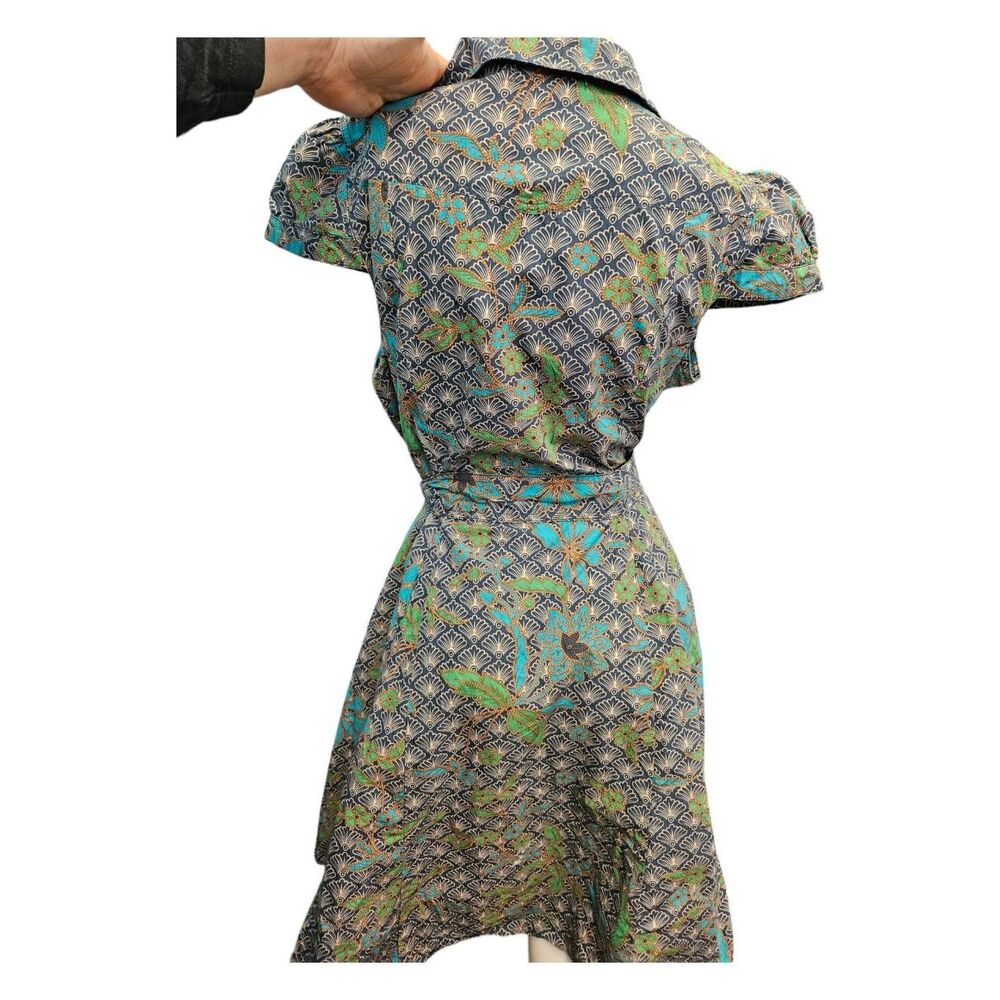 Andrew & Co Wrap Dress Size Large Blue Floral - Picture 5 of 10